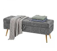 Homcom Storage Ottoman, Chenille Ottoman Storage Box, Grey