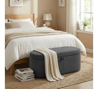 Homcom Storage Ottoman, Corduroy Ottoman Storage Box With Padded Seat In Dark Grey Dark Grey
