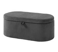 Homcom Storage Ottoman, Corduroy Ottoman Storage Box With Padded Seat In Dark Grey Dark Grey