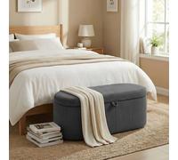 Homcom Storage Ottoman, Corduroy Ottoman Storage Box With Padded Seat In Dark Grey Dark Grey One Size