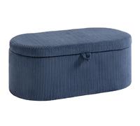 HOMCOM Storage Ottoman, Corduroy Upholstered Ottoman Storage Box with Padded Seat, 105 x 51 x 49 cm, Blue