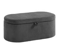 HOMCOM Storage Ottoman, Corduroy Upholstered Ottoman Storage Box with Padded Seat, 105 x 51 x 49 cm, Dark Grey
