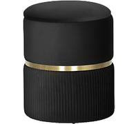 Homcom Round Pouffe Storage Footstool With Hidden Space, Black