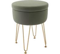 Homcom 5L Velvet Footstool With Removable Lid For Bedroom In Green Green