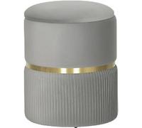 Homcom Round Pouffe Storage Footstool With Hidden Space, Light Grey
