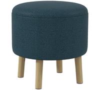HOMCOM Storage Ottoman, Round Stool Chair with Cushioned Top, Blue