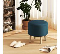 HOMCOM Storage Ottoman, Round Stool Chair with Cushioned Top, Hidden Space in Blue HOMCOM Blue