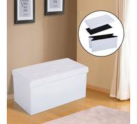 HOMCOM Storage Ottoman Faux Leather Folding Stool Cream White, Cream
