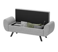 HOMCOM Storage Ottoman with Armrest, Upholstered Linen Storage Bench