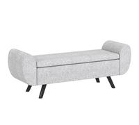 HOMCOM Storage Ottoman With Armrest - Upholstered Linen Storage Bench - Light Grey | TJ Hughes