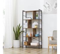 Homcom Storage Shelf Bookcase Closet Floor Standing Metal Frame Display Rack In Dark Brown