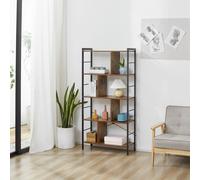 Homcom Bookcase Industrial 4 Shelves Rustic Brown/Black