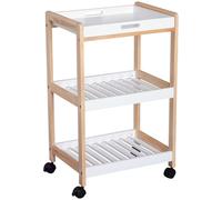 Homcom Storage Trolley 3 Shelves White/Natural