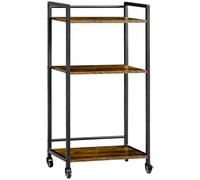 Homcom Storage Trolley Industrial 3 Shelves Rustic Brown/Black