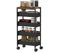 HOMCOM Kitchen Storage Trolley Mobile Utility Cart for Kitchen Office Black
