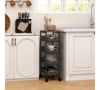 HOMCOM Kitchen Storage Trolley Mobile Utility Cart for Kitchen Office Black, Black