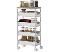 HOMCOM Storage Trolley Mobile Utility Cart for Kitchen Office in White HOMCOM White