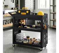HOMCOM Storage Trolley Wheel Cart with Lockable Wheels Black