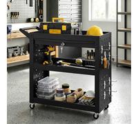 Homcom Storage Trolley Wheel Cart With Lockable Wheels Black Black