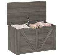 HOMCOM Storage Trunk for Living Room, with Safety Hinge, 80cm, Dark Grey