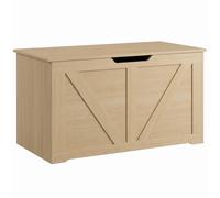 HOMCOM Storage Trunk for Living Room with Safety Hinge, 80cm, Nature Wood