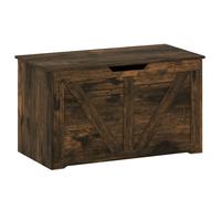 Homcom Storage Trunk For Living Room, With Safety Hinge, 80Cm, Rustic Brown In Dark Brown Dark Brown