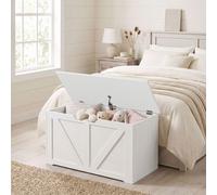 HOMCOM Storage Trunk for Living Room, with Safety Hinge, 80cm, White