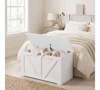 HOMCOM Storage Trunk for Living Room, with Safety Hinge, 80cm, White