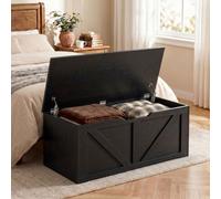 HOMCOM Storage Trunk for Living Room, with Safety Hinges, 100cm, Black