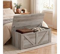 HOMCOM Storage Trunk for Living Room, with Safety Hinges, 100cm, Grey