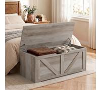 HOMCOM Storage Trunk for Living Room, with Safety Hinges, 100cm, Grey