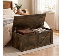 HOMCOM Storage Trunk for Living Room with Safety Hinges, 100cm, Rustic Brown