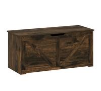 Homcom Storage Trunk For Living Room With Safety Hinges, 100Cm, Rustic Brown Brown