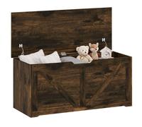Homcom Storage Trunk For Living Room With Safety Hinges, 100Cm, Rustic Brown Brown