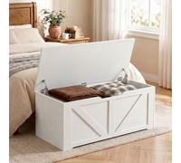HOMCOM Storage Trunk for Living Room, with Safety Hinges, 100cm, White