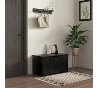 HOMCOM Storage Trunk for Living Room, with Safety Hinges, 80cm, Black, Black