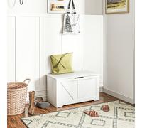 HOMCOM Storage Trunk for Living Room, with Safety Hinges, 80cm, Grey - White