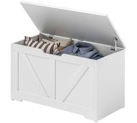Homcom Storage Trunk For Living Room, With Safety Hinges, 80Cm In White White