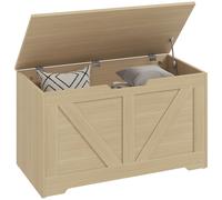 HOMCOM Storage Trunk with Safety Hinge, 80cm, Natural Wood Finish HOMCOM Natural
