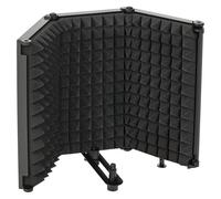 HOMCOM Studio Microphone Isolation Shield, Foldable Adjustable Recording Studio Equipment, 3-Panel High Density Absorbent Foam Shield with 3/8" Threaded Mount, Black