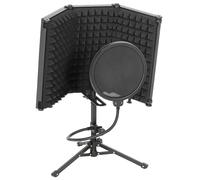 HOMCOM Studio Microphone Isolation Shield Pop Filter Tripod Stand Black