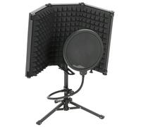 HOMCOM Studio Microphone Isolation Shield with Pop Filter & Stand, Black - 43W x 24.5D x 46H cm - Black