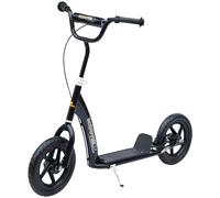 HOMCOM Stunt Push Scooter for Kids with 12" EVA Tyres, Adjustable Height & Dual Brakes, for Ages 5+, Black Aosom UK