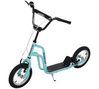 HOMCOM Stunt Scooter, Kids Scooter, 12'' Rubber Tyre Kick Scooter with Adjustable Handlebar, Dual Brakes, Blue