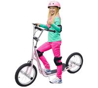 HOMCOM Teen Scooter Children Stunt Scooter W/ 16" Tyres Adjustable Height, Pink