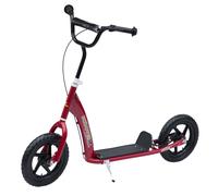 HOMCOM Stunt Scooter with 12" EVA Tyres, Adjustable Height & Dual Brakes, for Kids 5+, Red Aosom UK