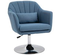 HOMCOM Stylish Retro Linen Swivel Tub Chair Cushion Wide Seat Blue, Blue