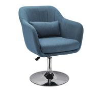 HOMCOM Stylish Retro Linen Swivel Tub Chair Steel Frame Cushion Seat Blue | TJ Hughes