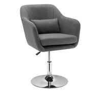 HOMCOM Stylish Retro Linen Swivel Tub Chair Steel Frame Cushion Seat Dark Grey | TJ Hughes