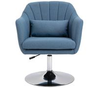 HOMCOM Stylish Retro Linen Swivel Tub Chair Steel Frame Cushion Seat Blue